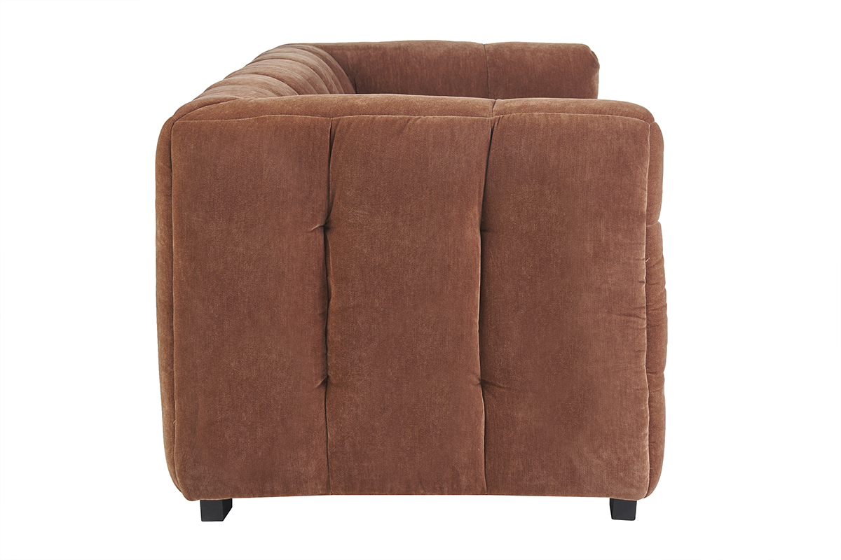 Designersofa 3-Sitzer in Rostbraun Samtstoffeffekt CORTO