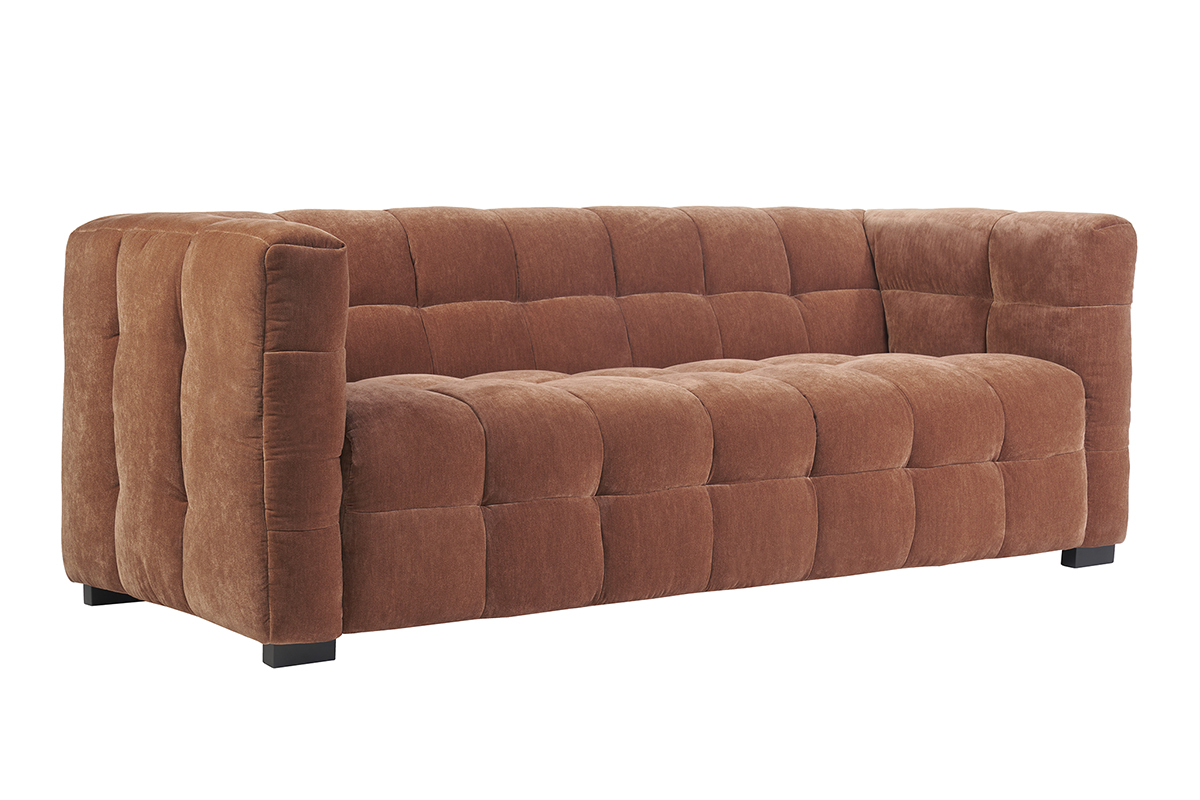 Designersofa 3-Sitzer in Rostbraun Samtstoffeffekt CORTO
