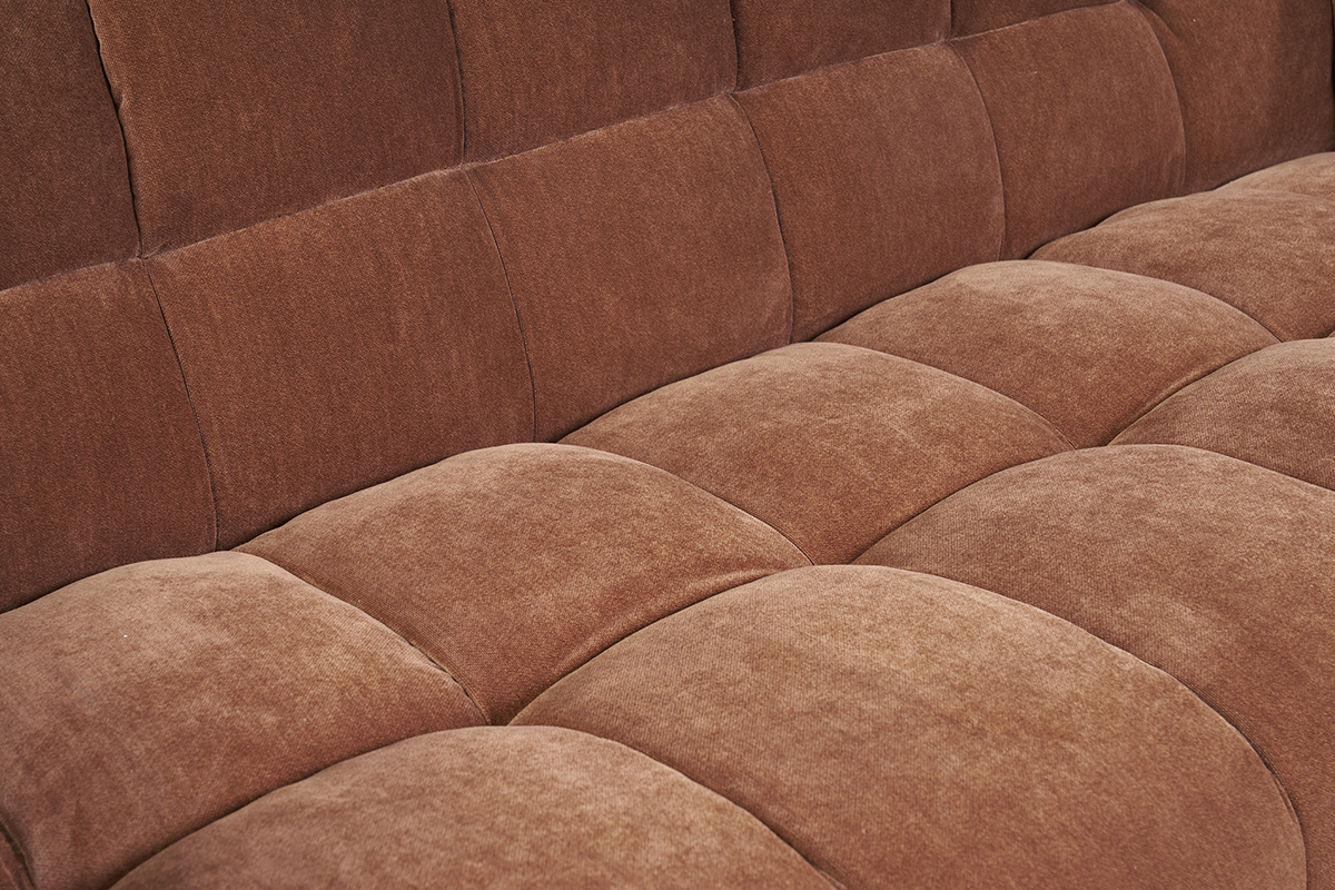 Designersofa 3-Sitzer in Rostbraun Samtstoffeffekt CORTO