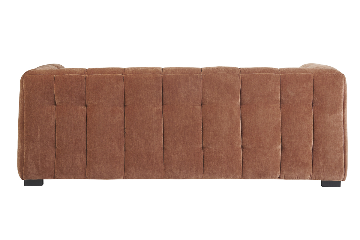 Designersofa 3-Sitzer in Rostbraun Samtstoffeffekt CORTO