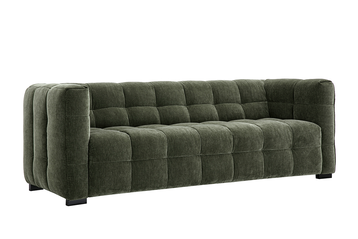 Designersofa 3-Sitzer in Samtoptik Stoff khakigrn CORTO