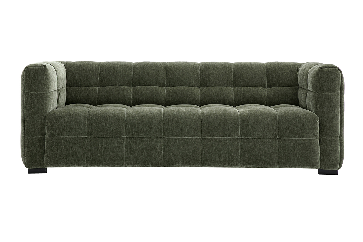 Designersofa 3-Sitzer in Samtoptik Stoff khakigrn CORTO