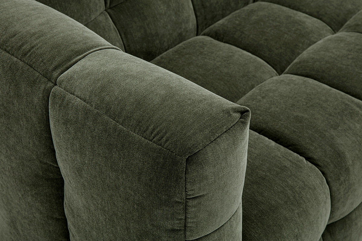 Designersofa 3-Sitzer in Samtoptik Stoff khakigrn CORTO