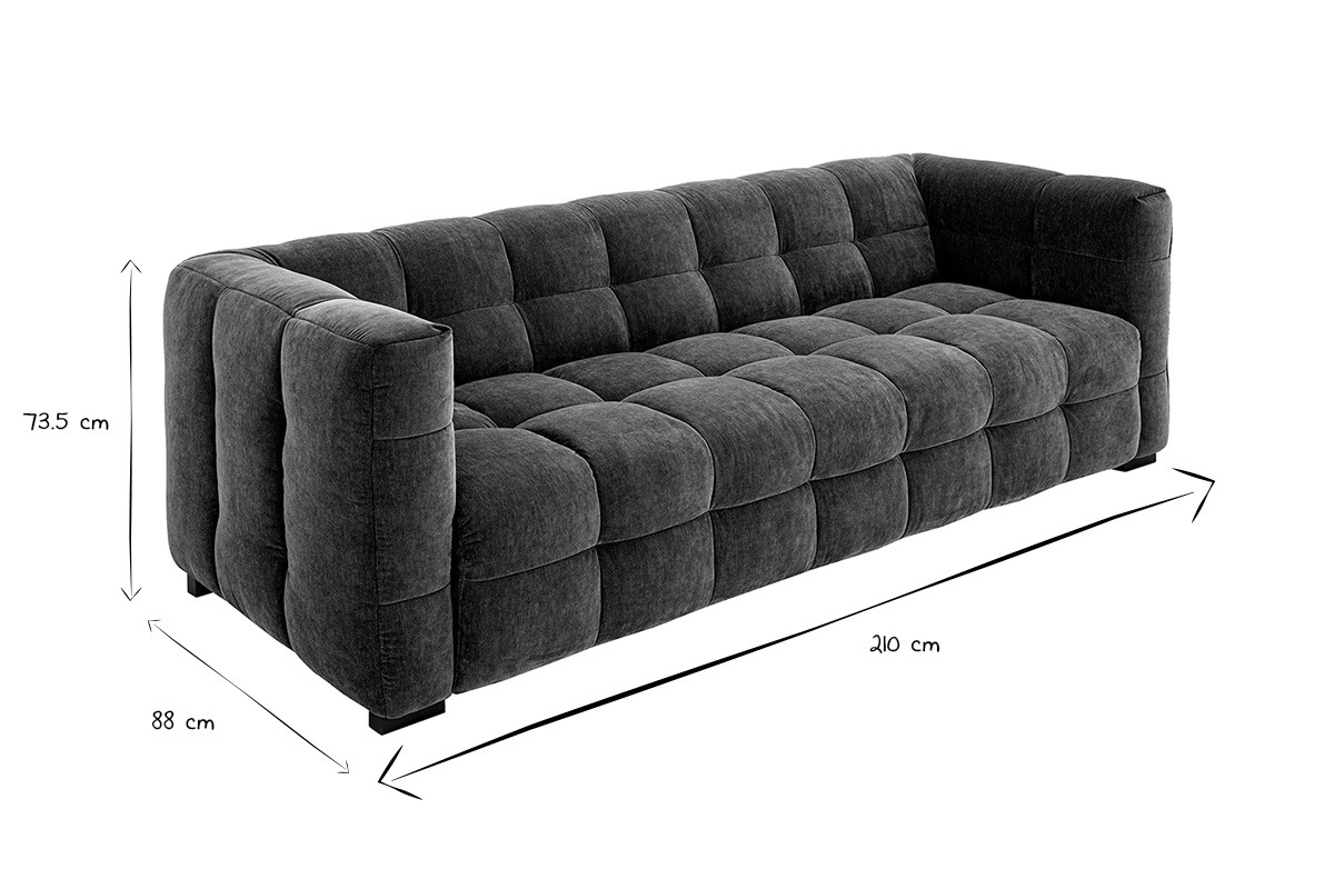 Designersofa 3-Sitzer in Samtoptik Stoff khakigrn CORTO