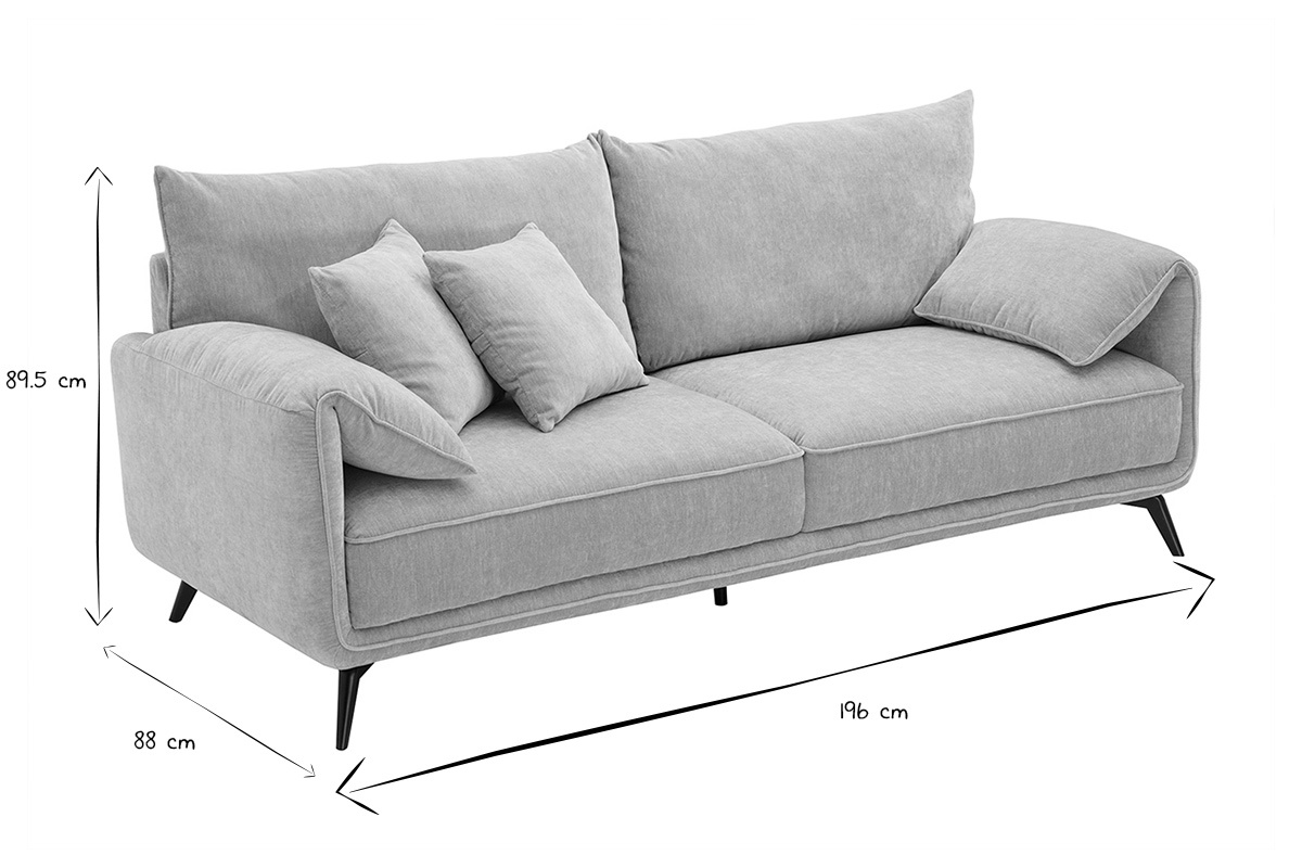 Designer-Sofa f�r 3 Personen, Ma�e L196 x P88 x H89,5 cm, in Schwarz und Wei�.