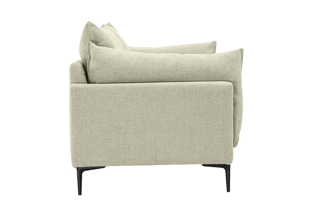 Beiges Dreisitzer-Sofa MARIUS, Seitenansicht, schwarze Metallf��e.