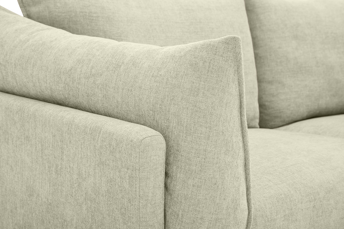 Design-Sofa mit 3 Sitzpl�tzen in Beige Samtoptik, Armlehne im Detail