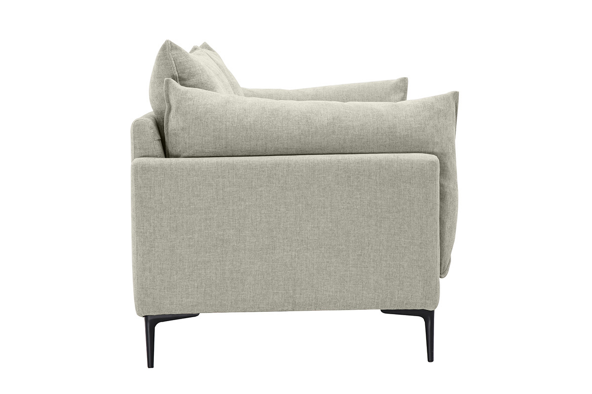 Designersofa 3-Sitzer in Texturbezug Samteffekt beige und Metall schwarz MARIUS