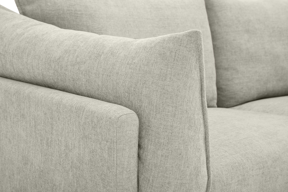 Designersofa 3-Sitzer in Texturbezug Samteffekt beige und Metall schwarz MARIUS