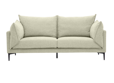 Designersofa 3-Sitzer in Texturbezug Samteffekt beige und Metall schwarz MARIUS