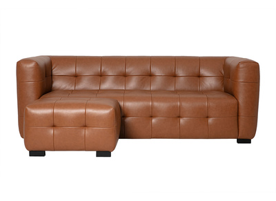 Designersofa 3-Sitzer und Leder-Fu&szlig;hocker in Braun CORTO