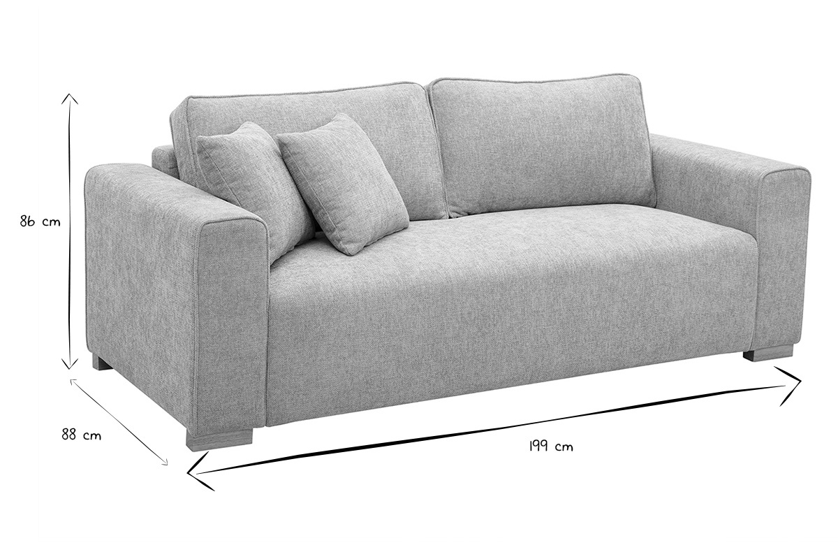 Designersofa fr 3 Personen in texturiertem Samt-Effekt Stoff beige PEPPER