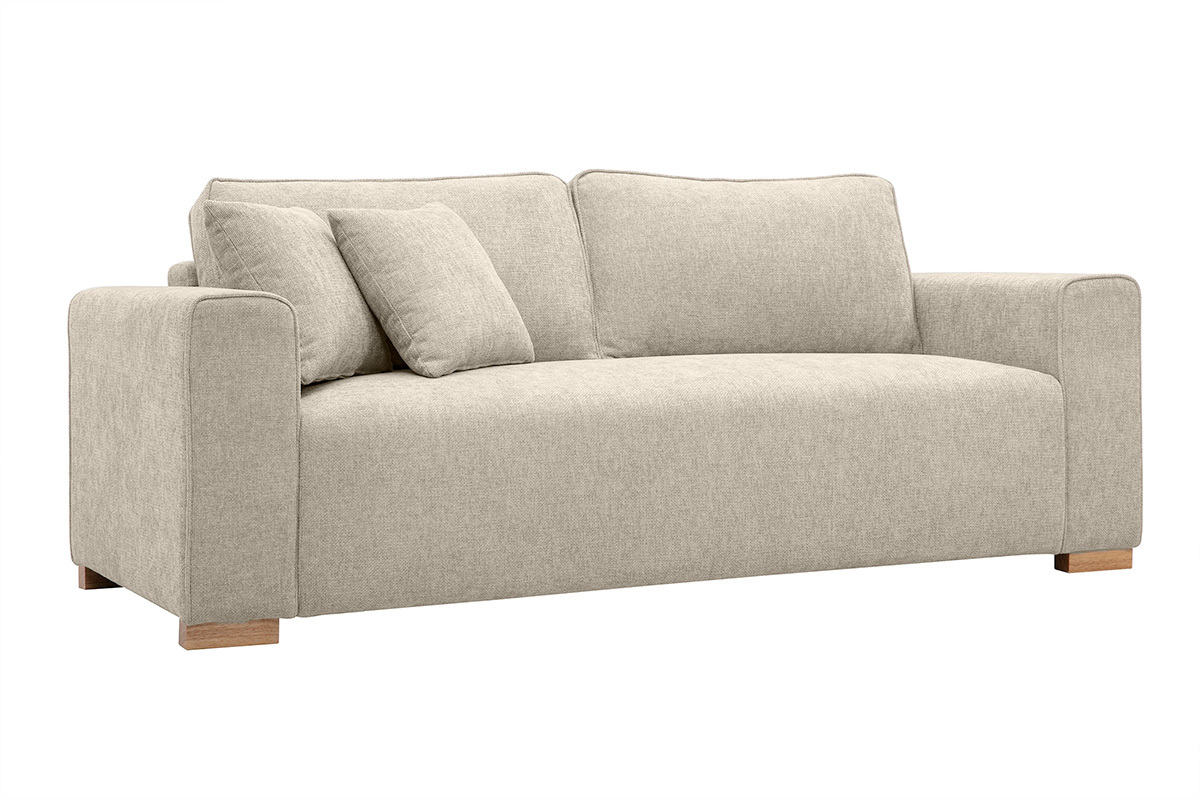 Designersofa fr 3 Personen in texturiertem Samt-Effekt Stoff beige PEPPER