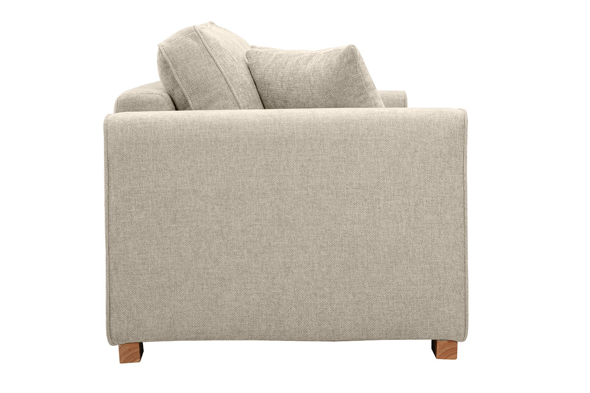 Designersofa fr 3 Personen in texturiertem Samt-Effekt Stoff beige PEPPER