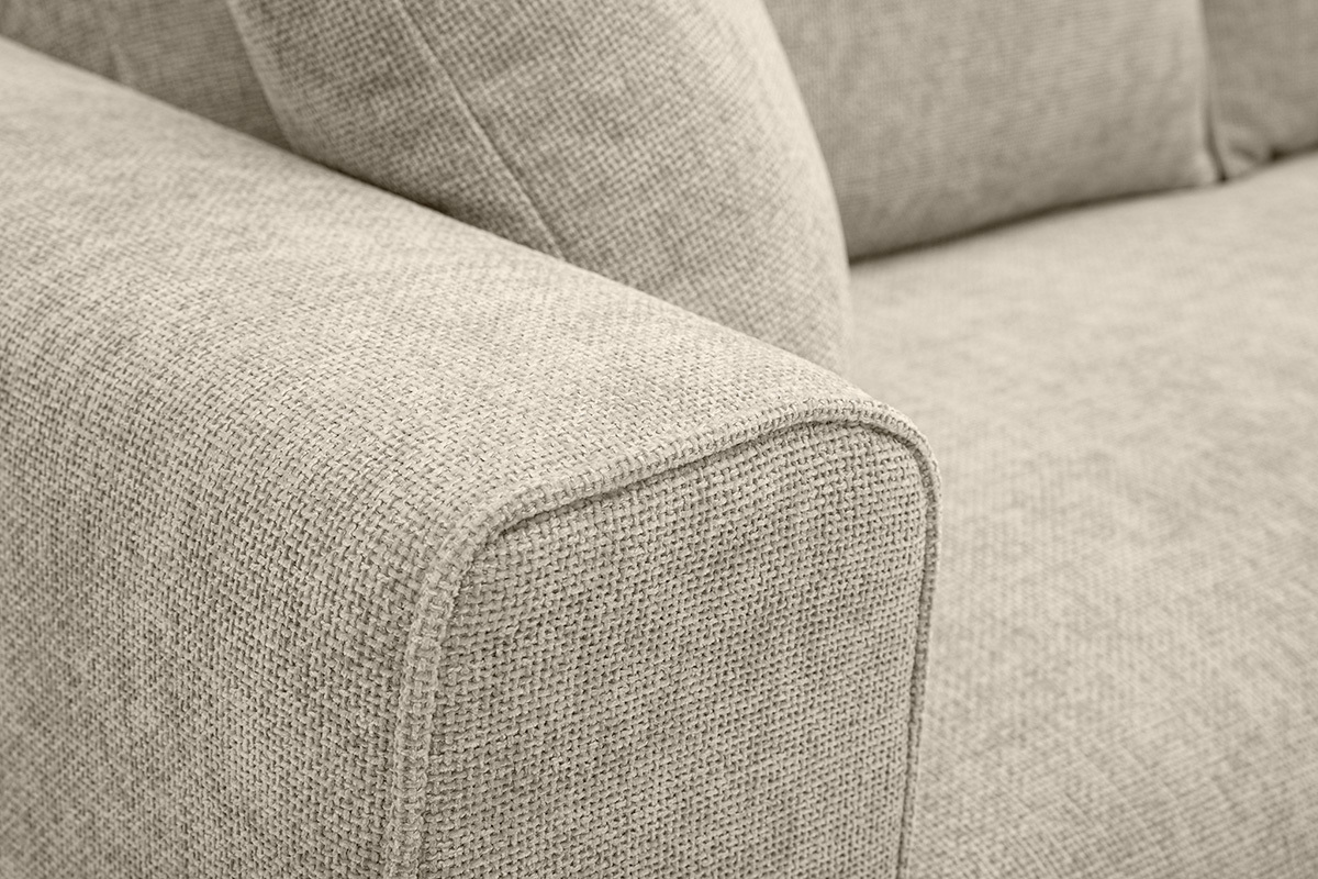 Designersofa fr 3 Personen in texturiertem Samt-Effekt Stoff beige PEPPER