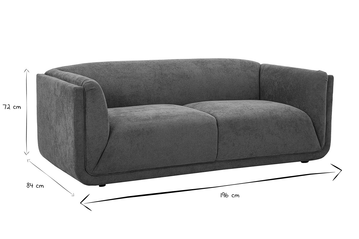 Designersofa mit 3 Sitzen aus samtartig texturiertem Stoff in gebrannter Erde HOSBO