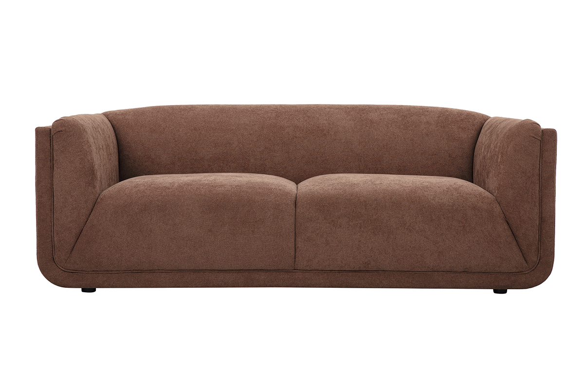 Designersofa mit 3 Sitzen aus samtartig texturiertem Stoff in gebrannter Erde HOSBO