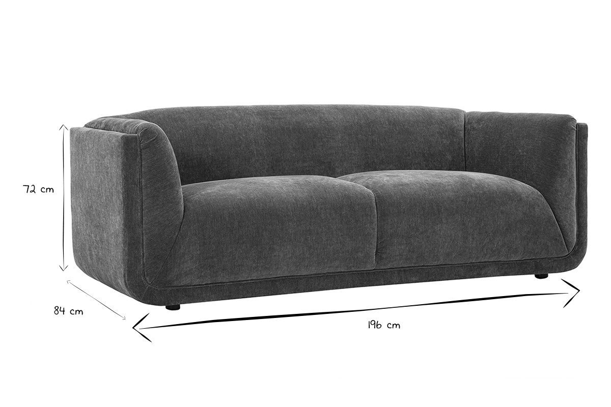 Designersofa mit 3 Sitzpltzen in Samteffekt Stoff khakigrn HOSBO