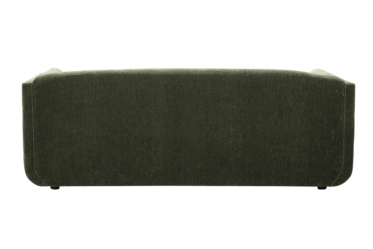 Designersofa mit 3 Sitzpltzen in Samteffekt Stoff khakigrn HOSBO