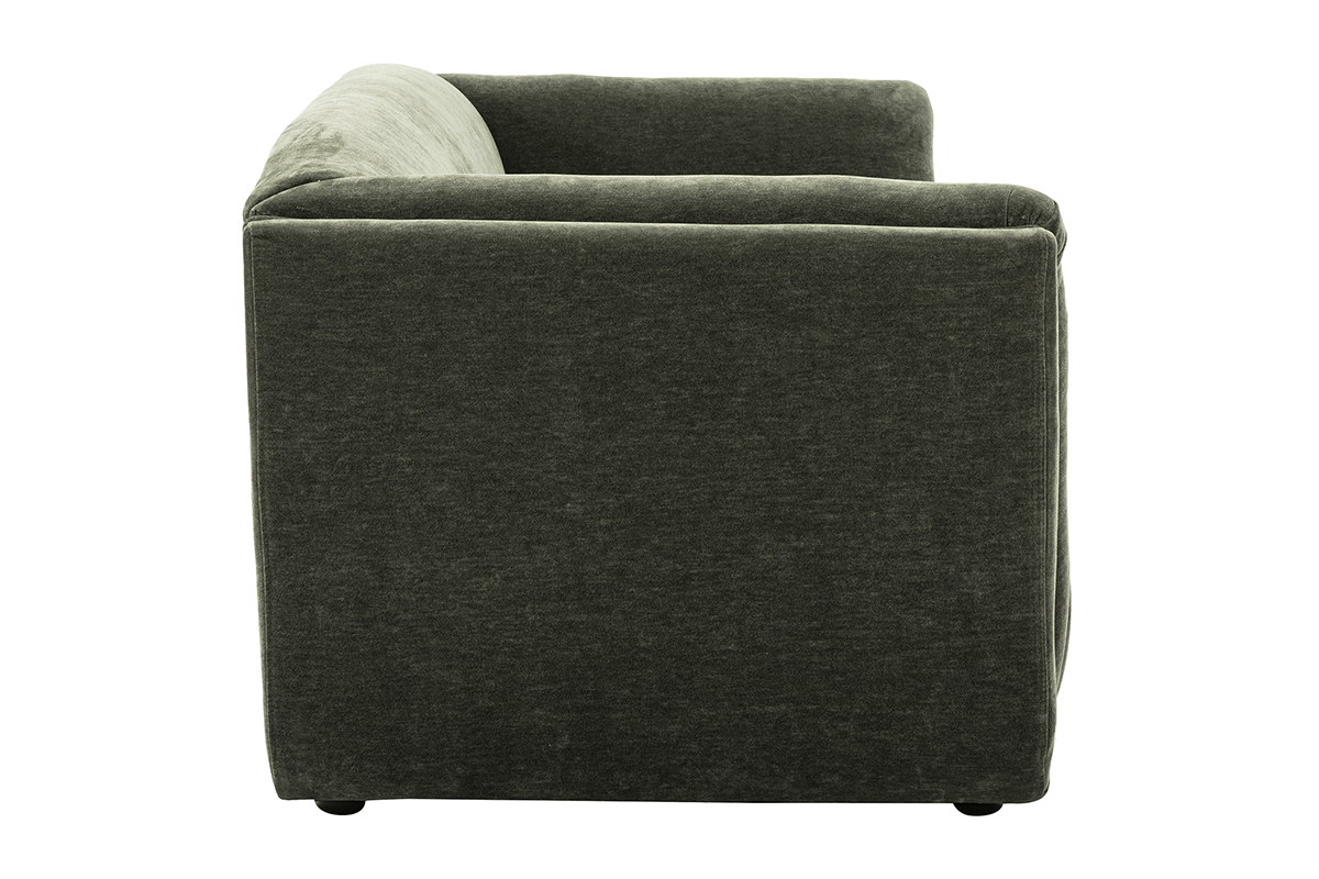 Designersofa mit 3 Sitzpltzen in Samteffekt Stoff khakigrn HOSBO