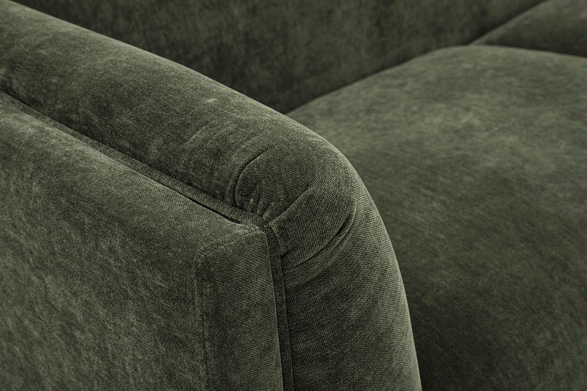 Designersofa mit 3 Sitzpltzen in Samteffekt Stoff khakigrn HOSBO