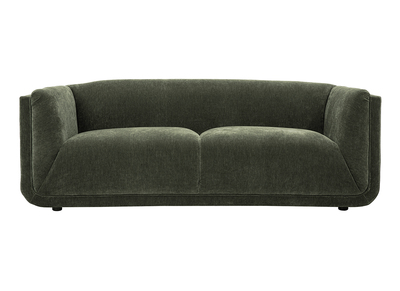 Designersofa mit 3 Sitzplätzen in Samteffekt Stoff khakigrün HOSBO