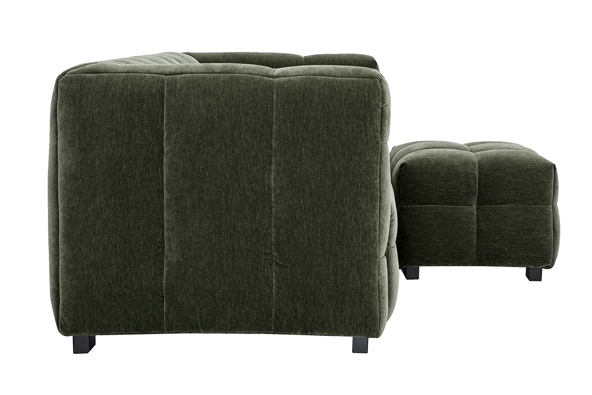 Designersofa mit 3 Sitzpltzen und Fuhocker aus Samt-Effekt-Stoff in Khaki CORTO