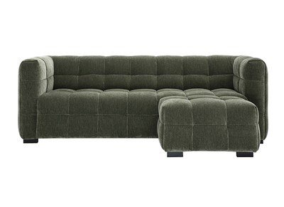 Designersofa mit 3 Sitzplätzen und Fußhocker aus Samt-Effekt-Stoff in Khaki CORTO