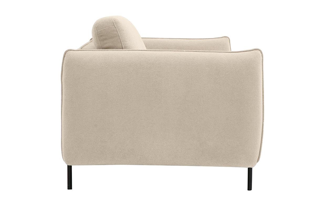 Designersofa TODD mit 3 Pltzen in beige Chenille-Stoff und schwarzem Metall