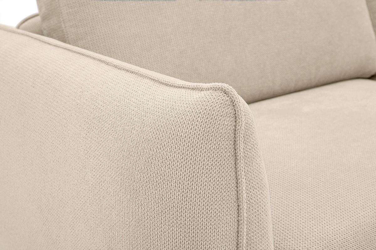 Designersofa TODD mit 3 Pltzen in beige Chenille-Stoff und schwarzem Metall