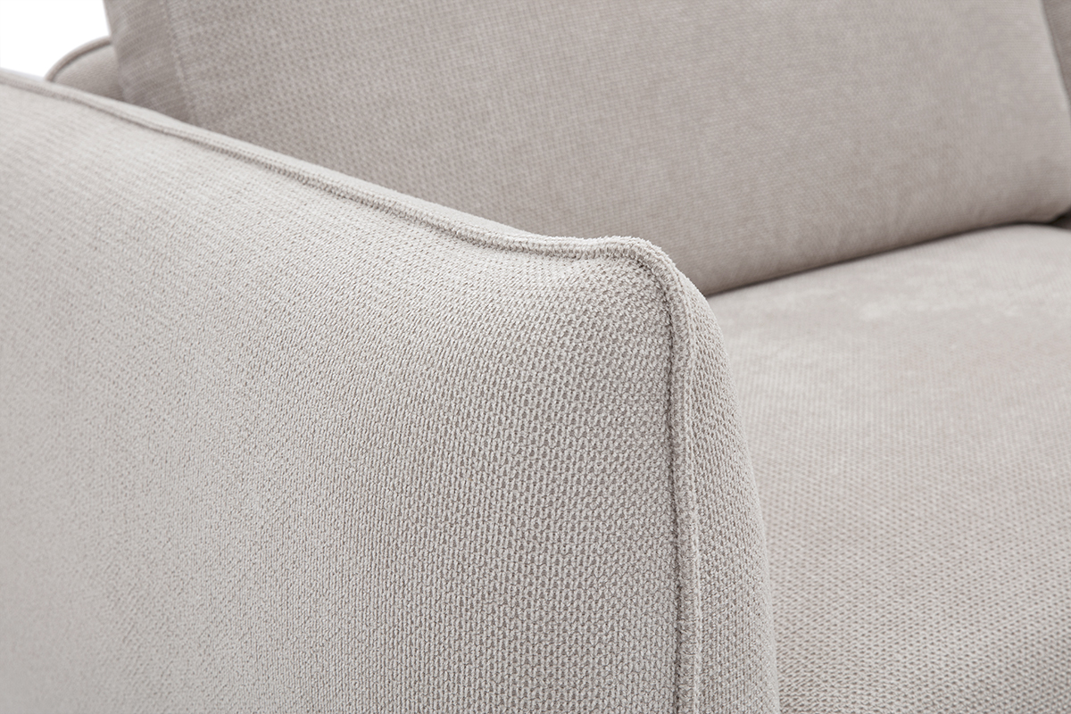 Designersofa TODD mit 3 Pltzen in beige Chenille-Stoff und schwarzem Metall
