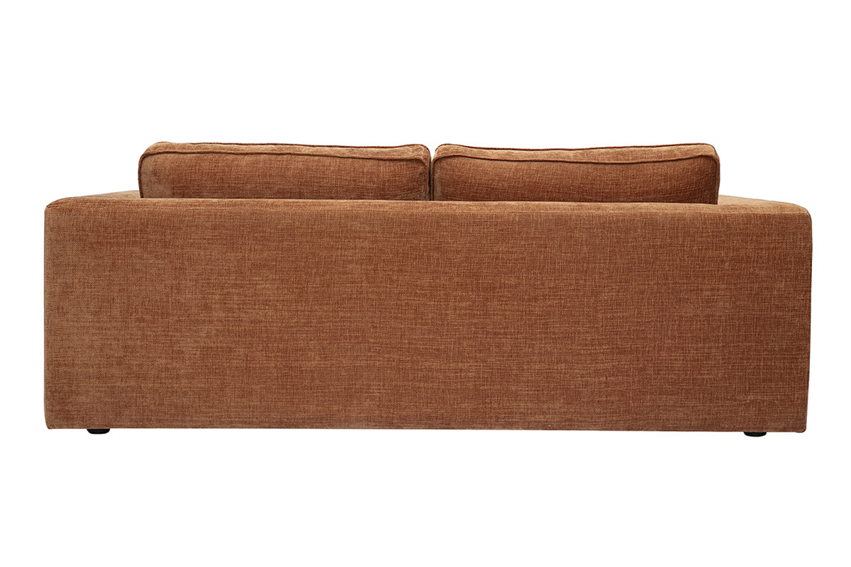 3-Sitzer-Sofa aus Stoff mit strukturierter Samtoptik in gebrannter Erde, R�ckansicht