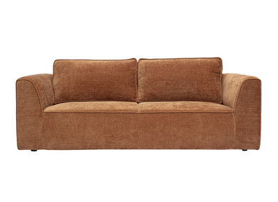 Designsofa aus Stoff mit samtiger, strukturierter Optik, erdiges Burnt-Tone, 3-Sitzer GRAMMY