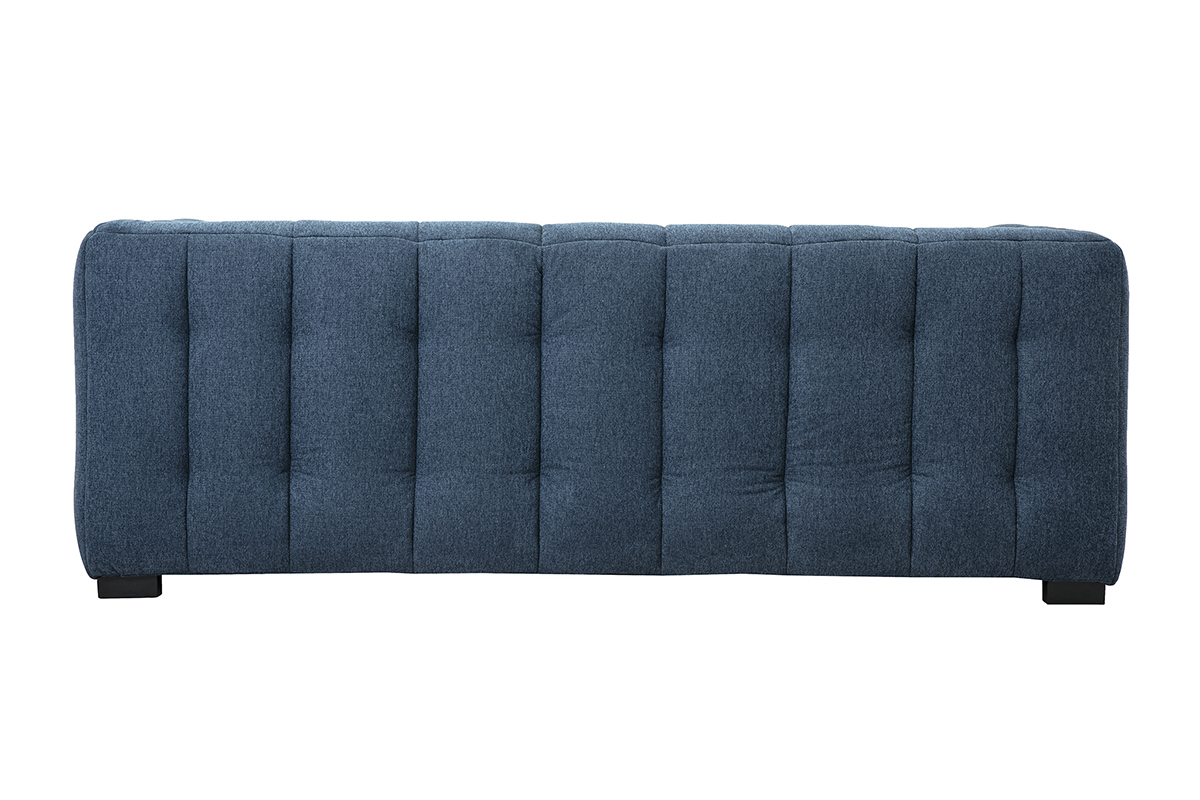 Designsofa mit 3 Pltzen und Fuhocker aus dunkelblauem strukturiertem Samteffektstoff CORTO