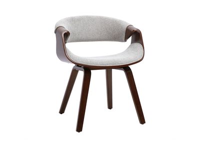 Designstuhl aus Stoff in strukturierter Samtoptik, grau und dunklem Holz ARAMIS
