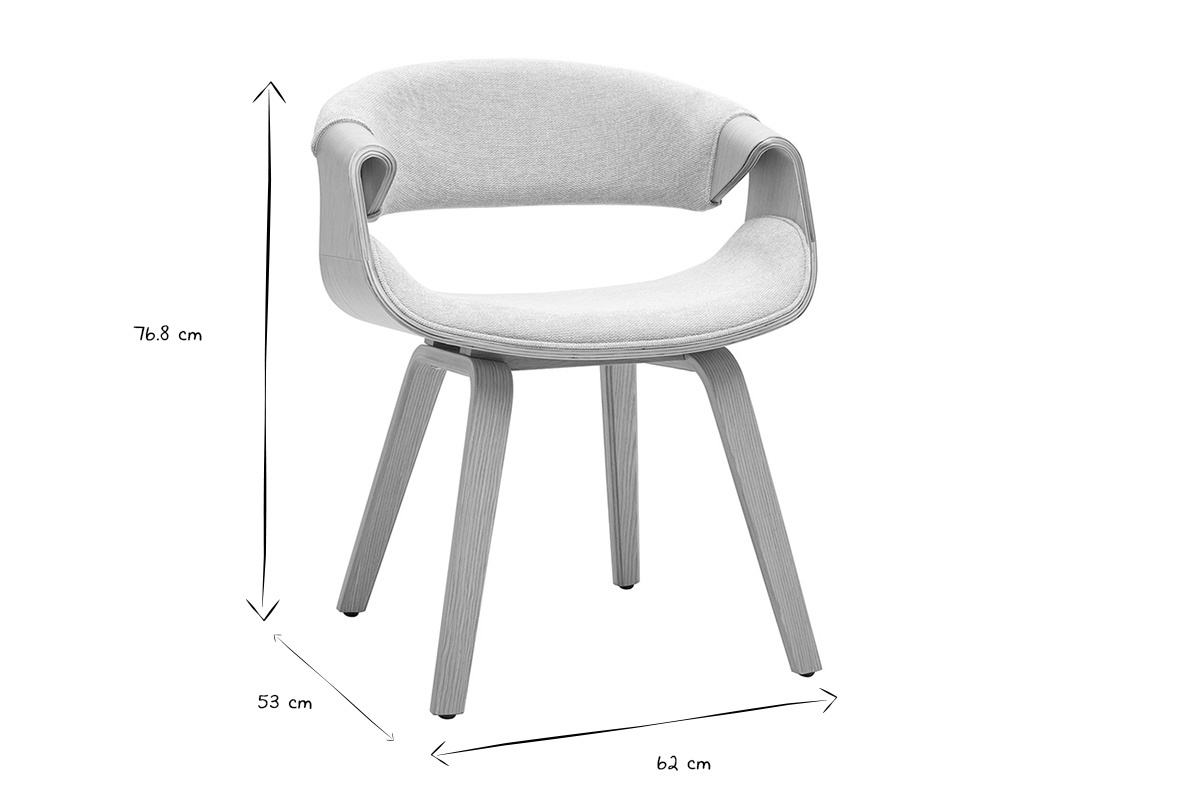 Abmessungen des Stuhls ARAMIS: H�he 76,8 cm, Breite 62 cm, Tiefe 53 cm in Schwarz und Wei�.
