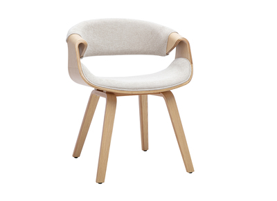 Designstuhl aus Stoff mit strukturierter Samtoptik, beige und hellem Holz ARAMIS