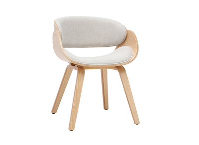 Designstuhl aus Stoff mit texturierter Samtoptik, beige und helles Holz BENT