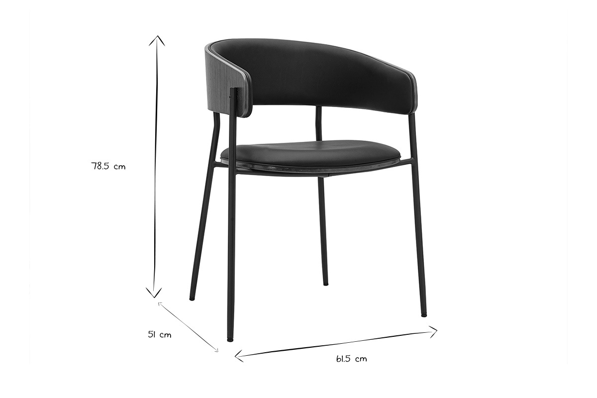 Abmessungen des Designstuhls DANTE in Schwarz und Wei�: 78,5 cm H�he, 51 cm Tiefe und 61,5 cm Breite.