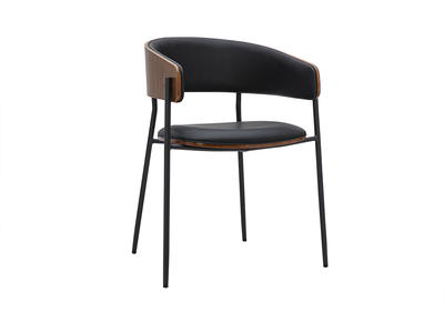 Designstuhl in Schwarz und dunklem Nussbaumholz DANTE