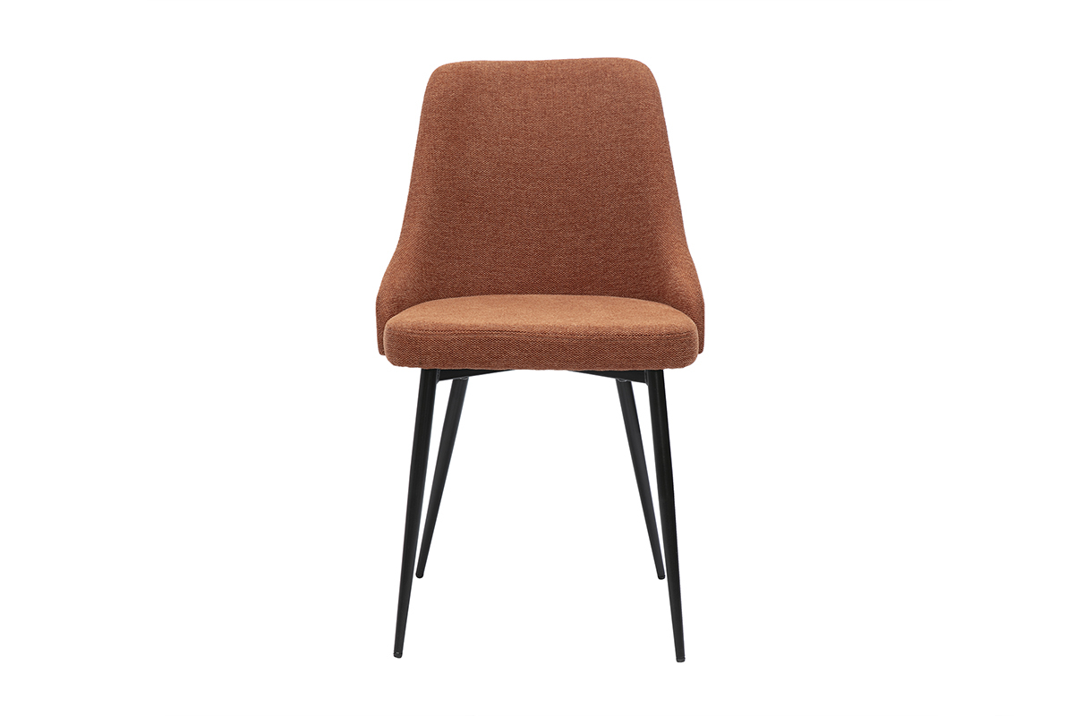 Designsthle aus gemustertem Samtstoff in verbrannter Erde und schwarzem Metall (2er-Set) CULT