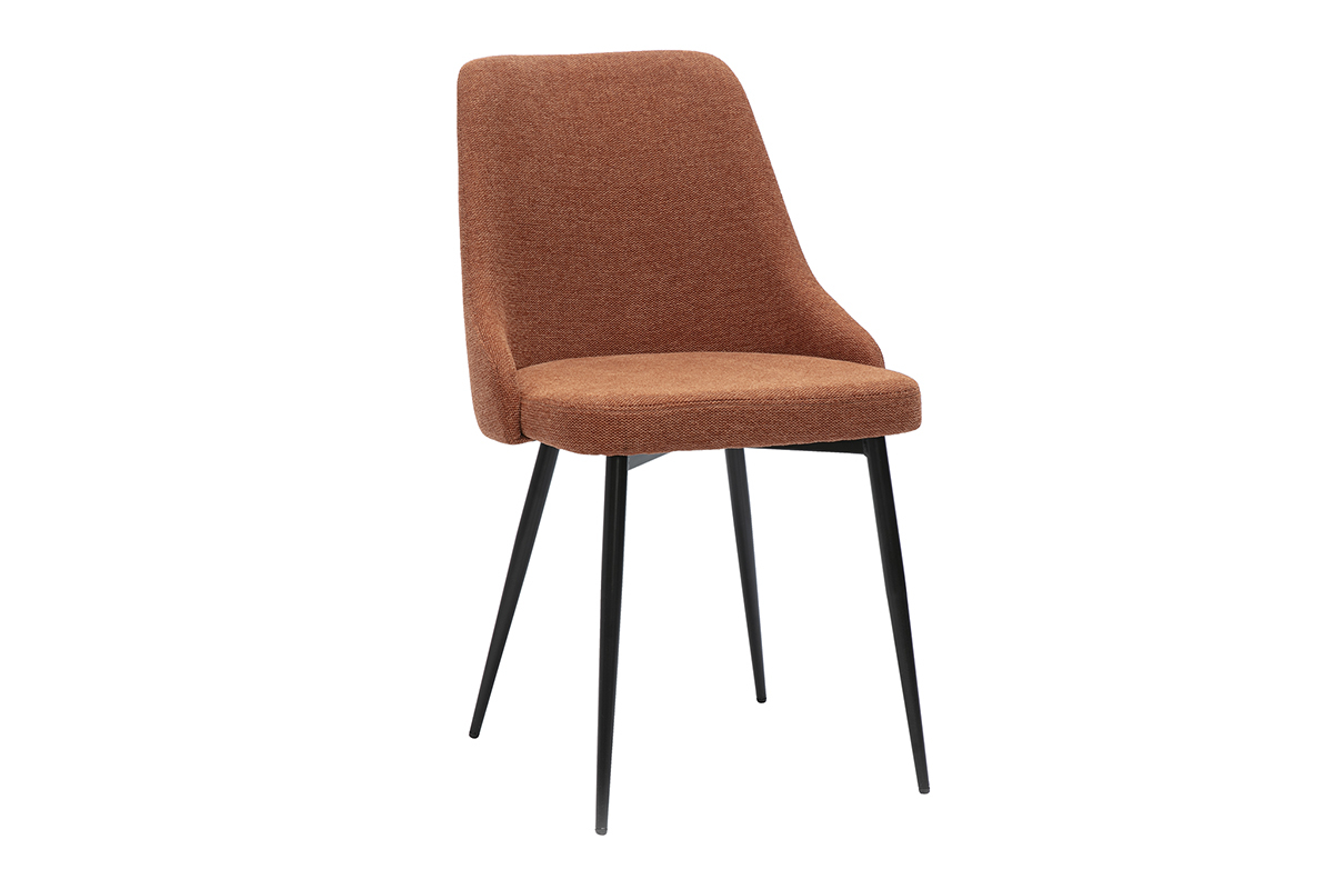 Designsthle aus gemustertem Samtstoff in verbrannter Erde und schwarzem Metall (2er-Set) CULT