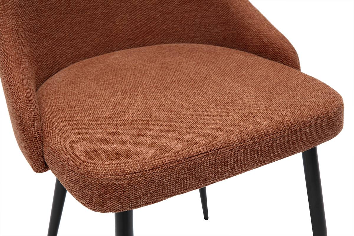 Designsthle aus gemustertem Samtstoff in verbrannter Erde und schwarzem Metall (2er-Set) CULT