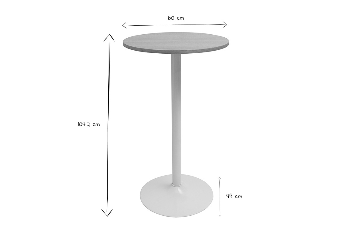 Designtisch, rund, helles Eichenholz und weies Metall, Durchmesser 60 cm CALISTA