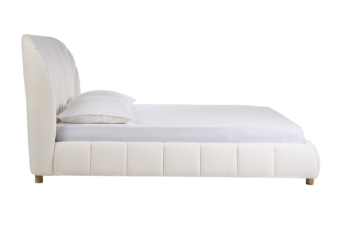 Doppelbett 160x200 in Stoff mit Schlingenwolloptik ARIELLE
