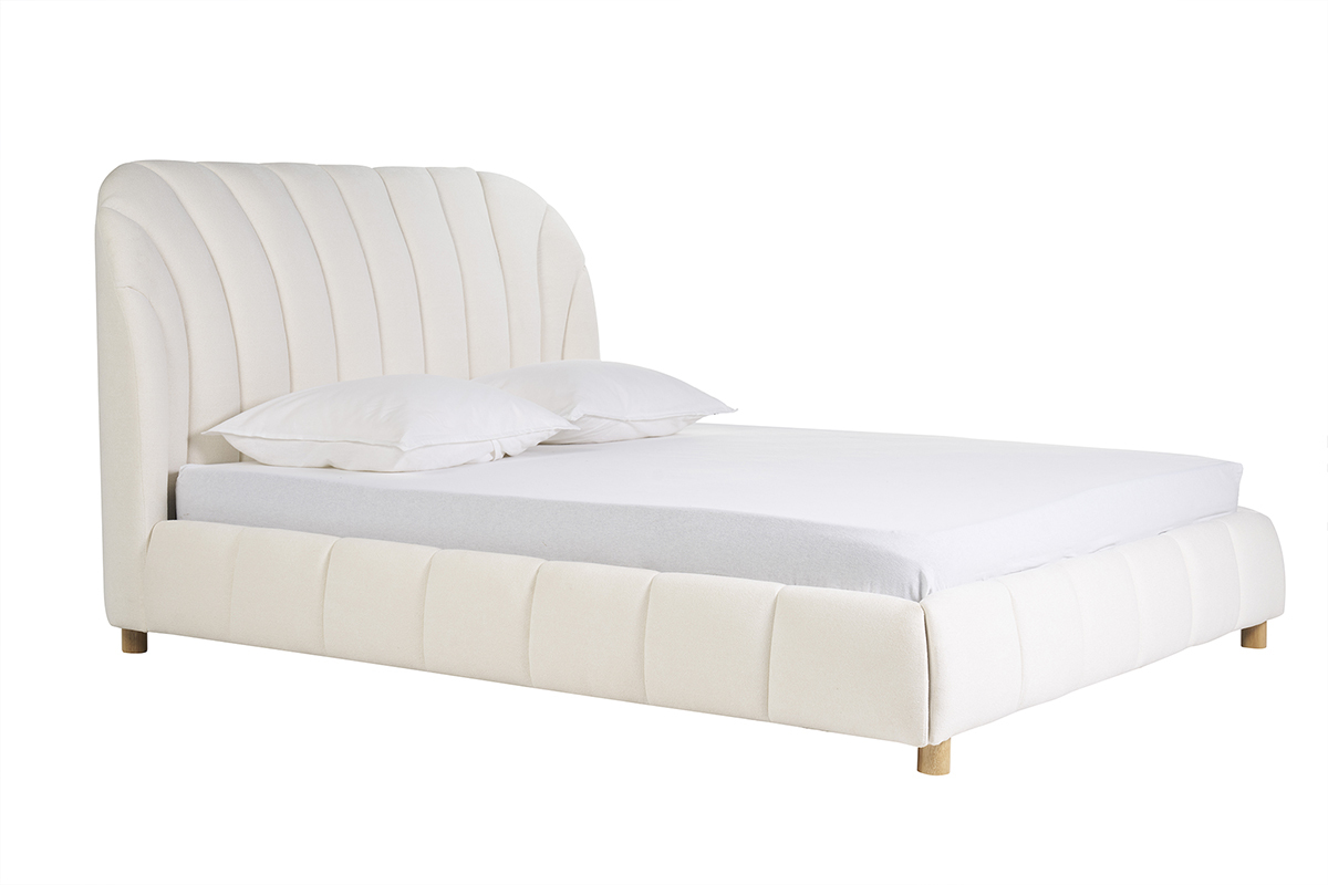 Doppelbett 160x200 in Stoff mit Schlingenwolloptik ARIELLE