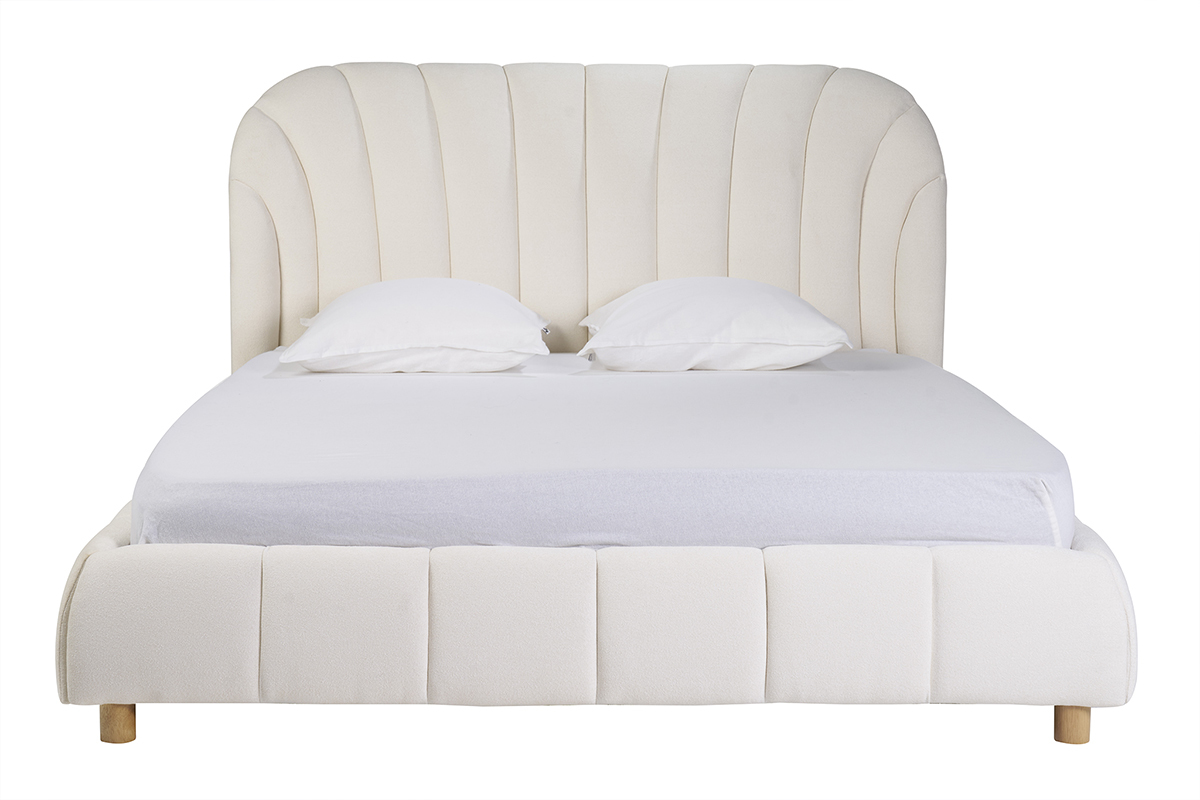 Doppelbett 160x200 in Stoff mit Schlingenwolloptik ARIELLE