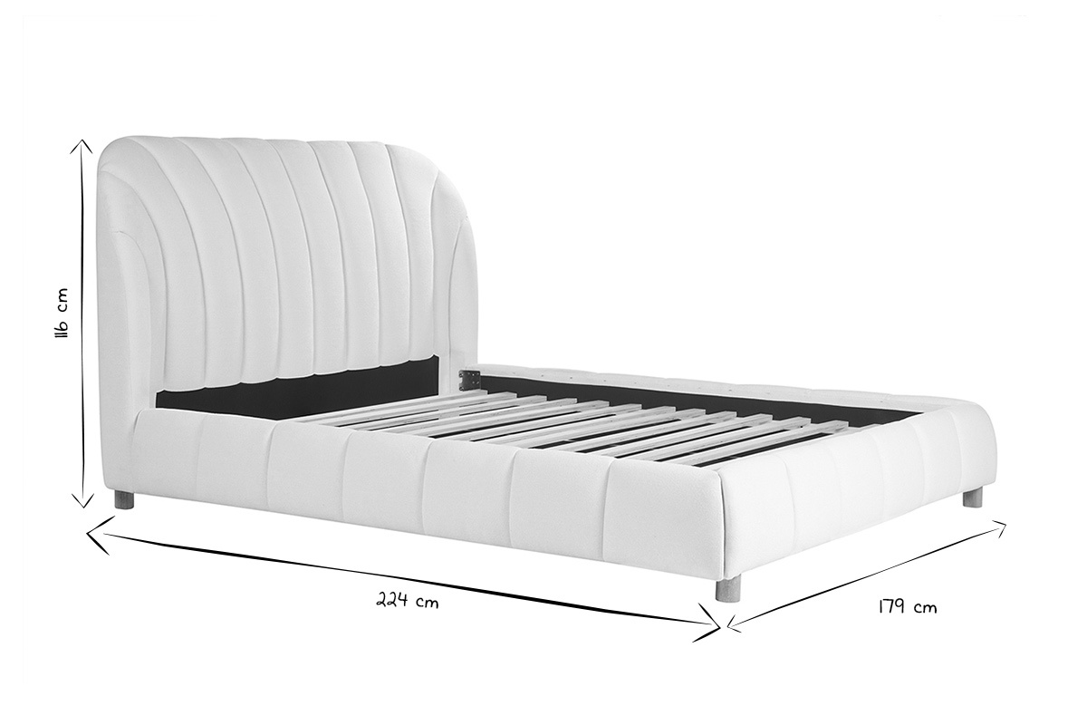 Doppelbett 160x200 in Stoff mit Schlingenwolloptik ARIELLE
