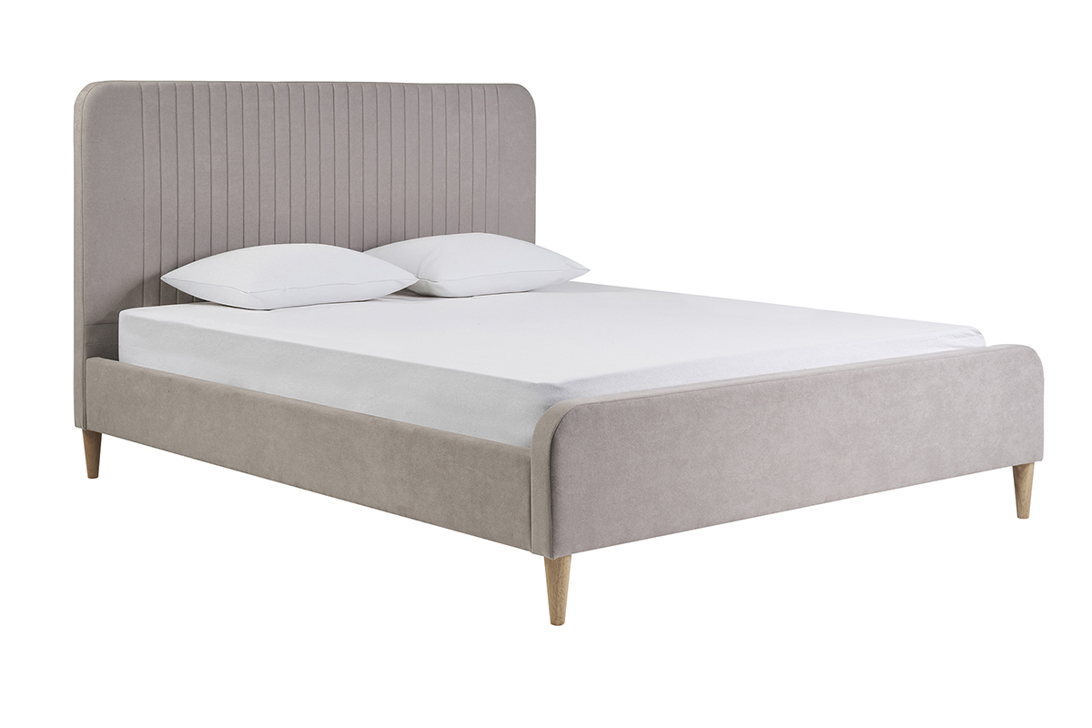 Doppelbett 160x200 in Taupe-Stoff LINDSAY