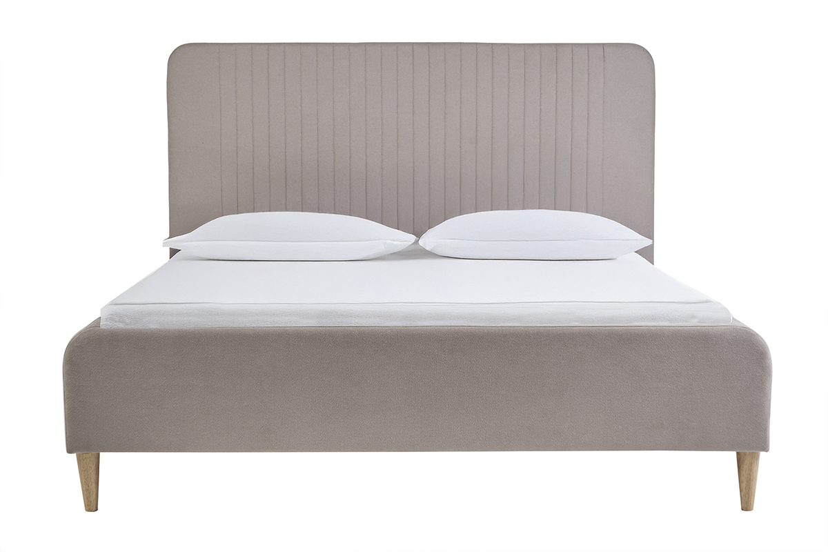 Doppelbett 160x200 in Taupe-Stoff LINDSAY